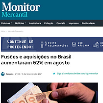Fuses e aquisies no Brasil aumentaram 52% em agosto